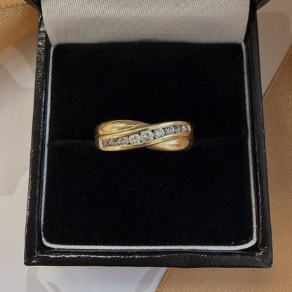 14ct Yellow Gold Diamond Crossover Ring