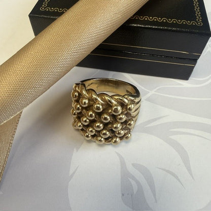 9ct Gold Men's Keeper Ring 5 Row Solid Gold