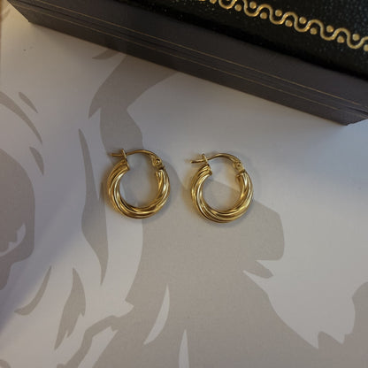 18ct Yellow Gold Twisted Hoop Earrings