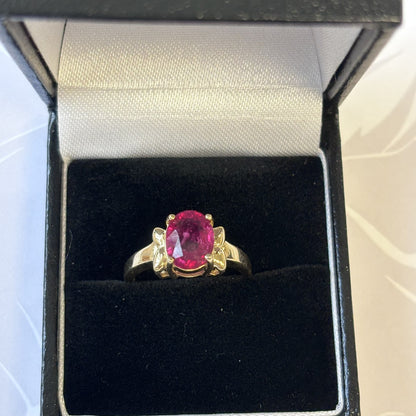 9ct Yellow Gold Rubellite Oval-Cut Dress Ring