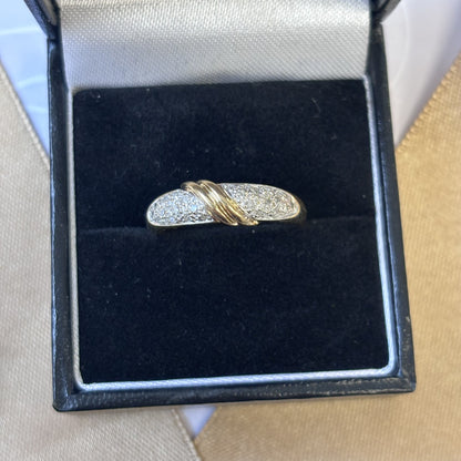 9ct Gold Clear Diamond Crossover Ring