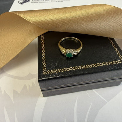 9ct Emerald and Diamond Dress Ring