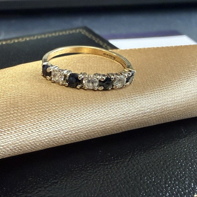 9ct Gold Sapphire and Cubic Zirconia Eternity Ring