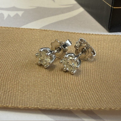 18ct Diamond Stud Earrings 18ct White Gold - Natural Diamond 1.00ct