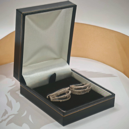925 Sterling Silver Cubic Zirconia Multi-Row Crossover Hinged Hoop Earrings – view 2