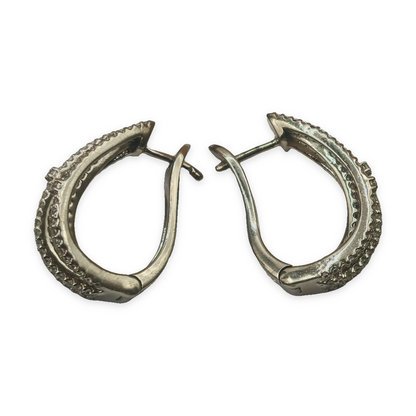 925 Sterling Silver Cubic Zirconia Multi-Row Crossover Hinged Hoop Earrings – view 5
