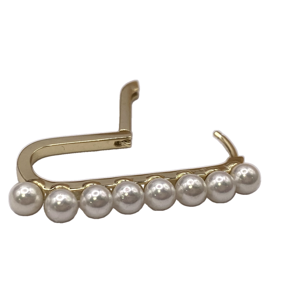 925 Sterling Silver Yellow Tone Pearl Set Elongated Oval Hoop Earrings – view 6