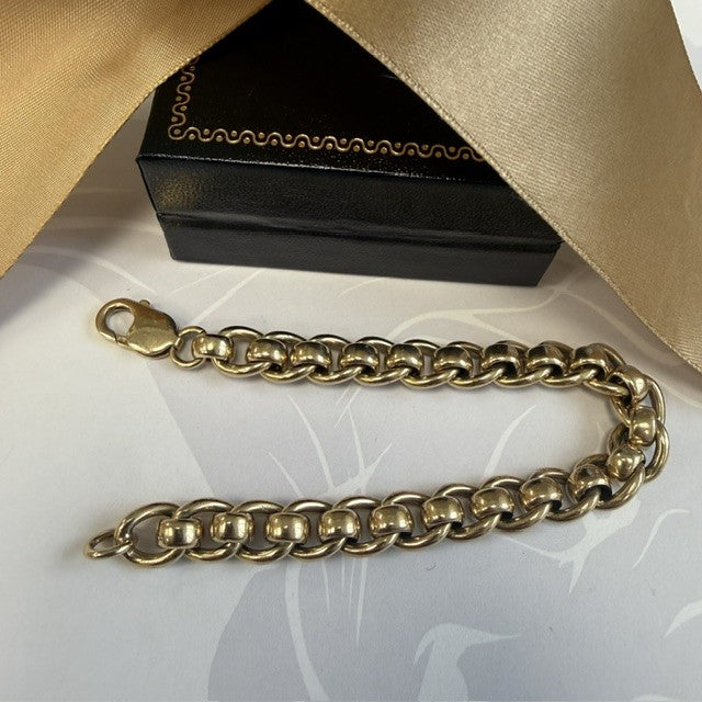 9ct Gold Rollerball Bracelet SOLID Man's Bracelet - 7.5 Inch