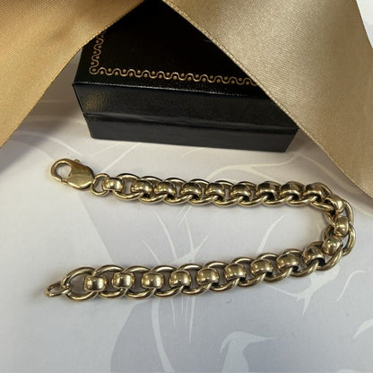 9ct Gold Rollerball Bracelet SOLID Man's Bracelet - 7.5 Inch