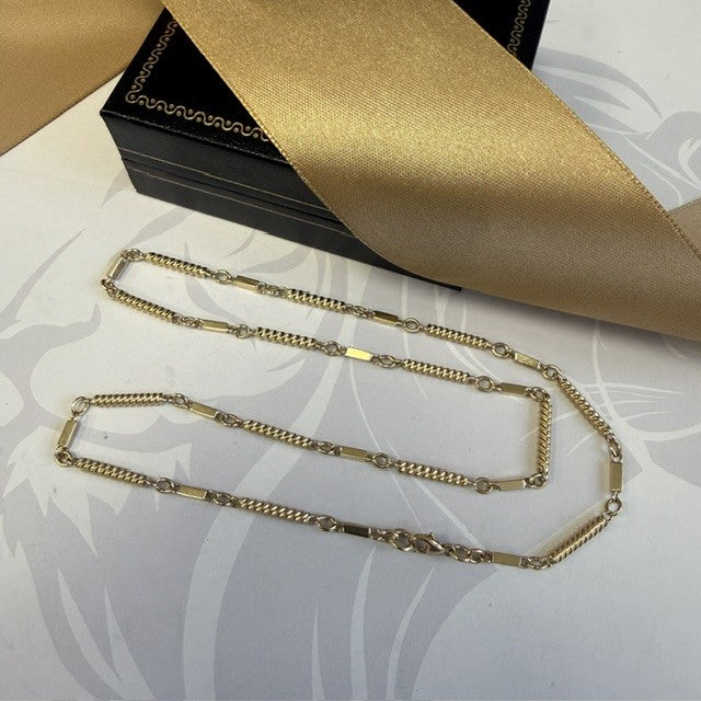9ct Yellow Gold Fancy Link Chain Solid Gold Necklace - 19 Inch