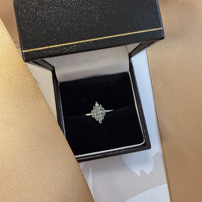9ct White Gold Aquamarine Cluster Ring