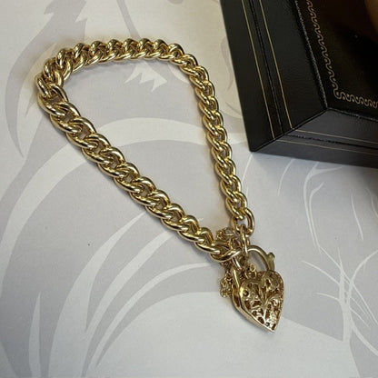 9ct Gold Charm Bracelet Gold Bracelet - 7 Inch