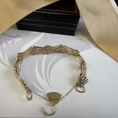9ct Yellow Gold Gate Bracelet - 7 Inch