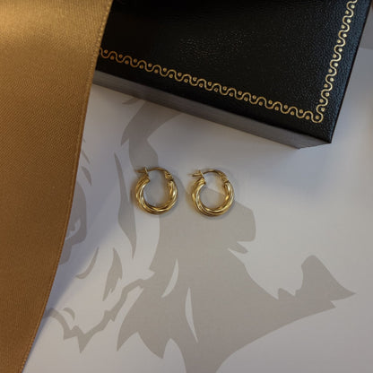 18ct Yellow Gold Twisted Hoop Earrings