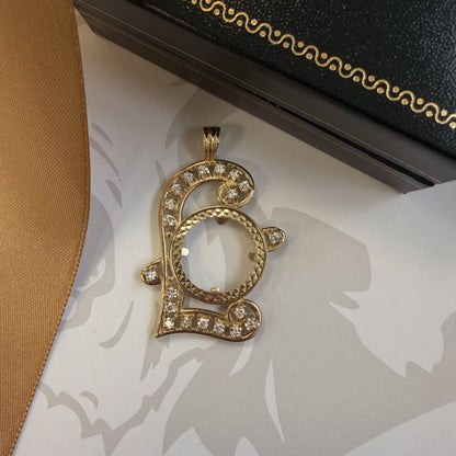 9ct Gold CZ Half Sovereign Pendant Mount