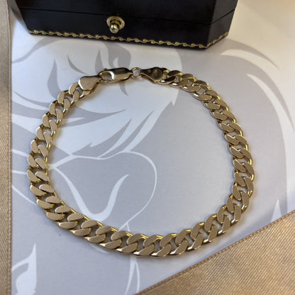 9ct Yellow Gold Flat Curb Link Bracelet