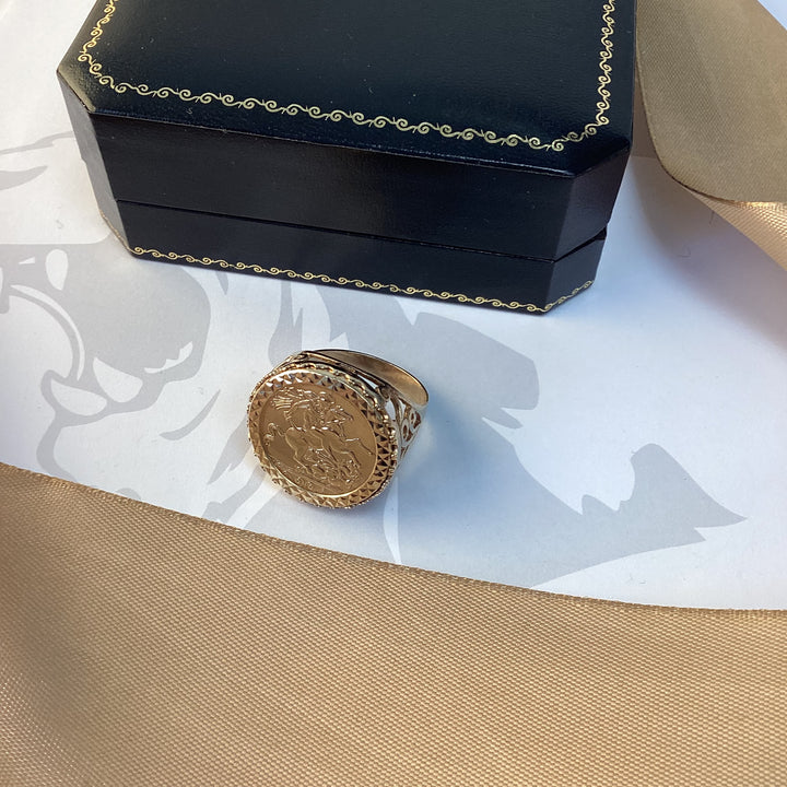 9ct Yellow Gold George and Dragon Ring