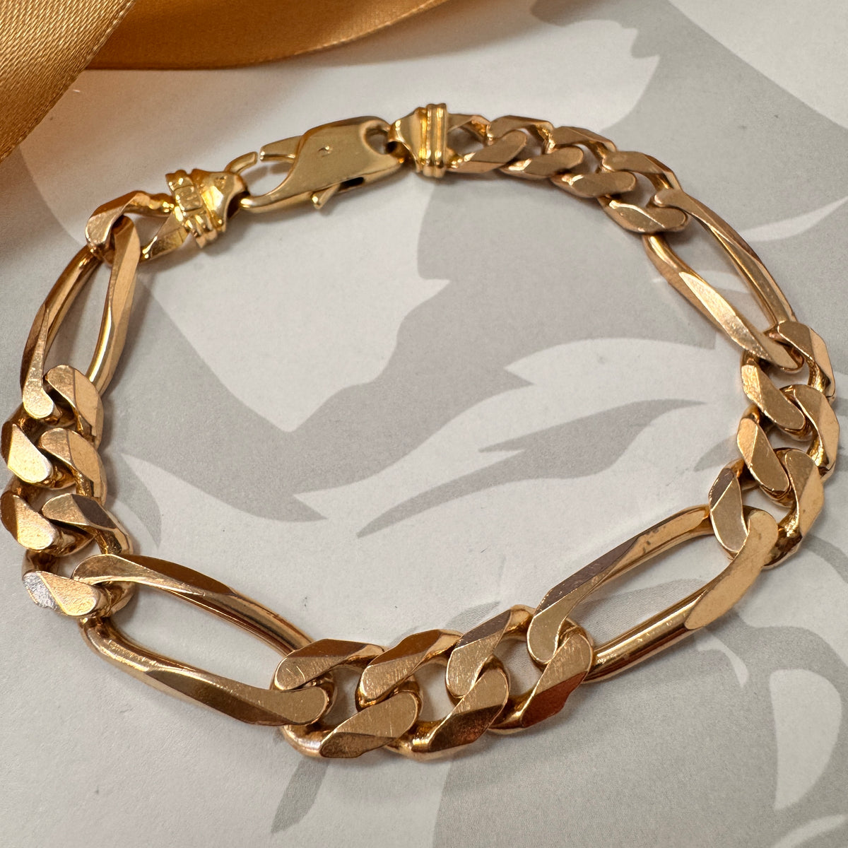 9ct Rose Gold Figaro Bracelet - 8 Inch