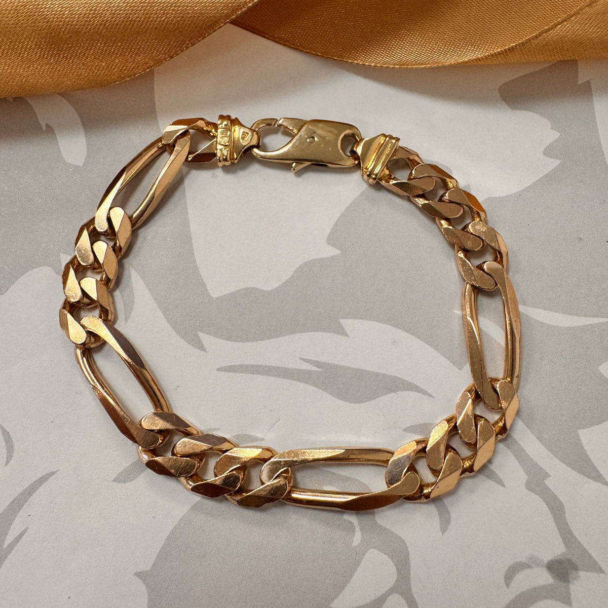 9ct Rose Gold Figaro Bracelet - 8 Inch – view 2