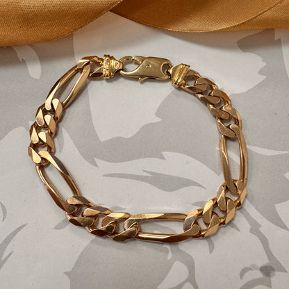 9ct Rose Gold Figaro Bracelet - 8 Inch – view 2
