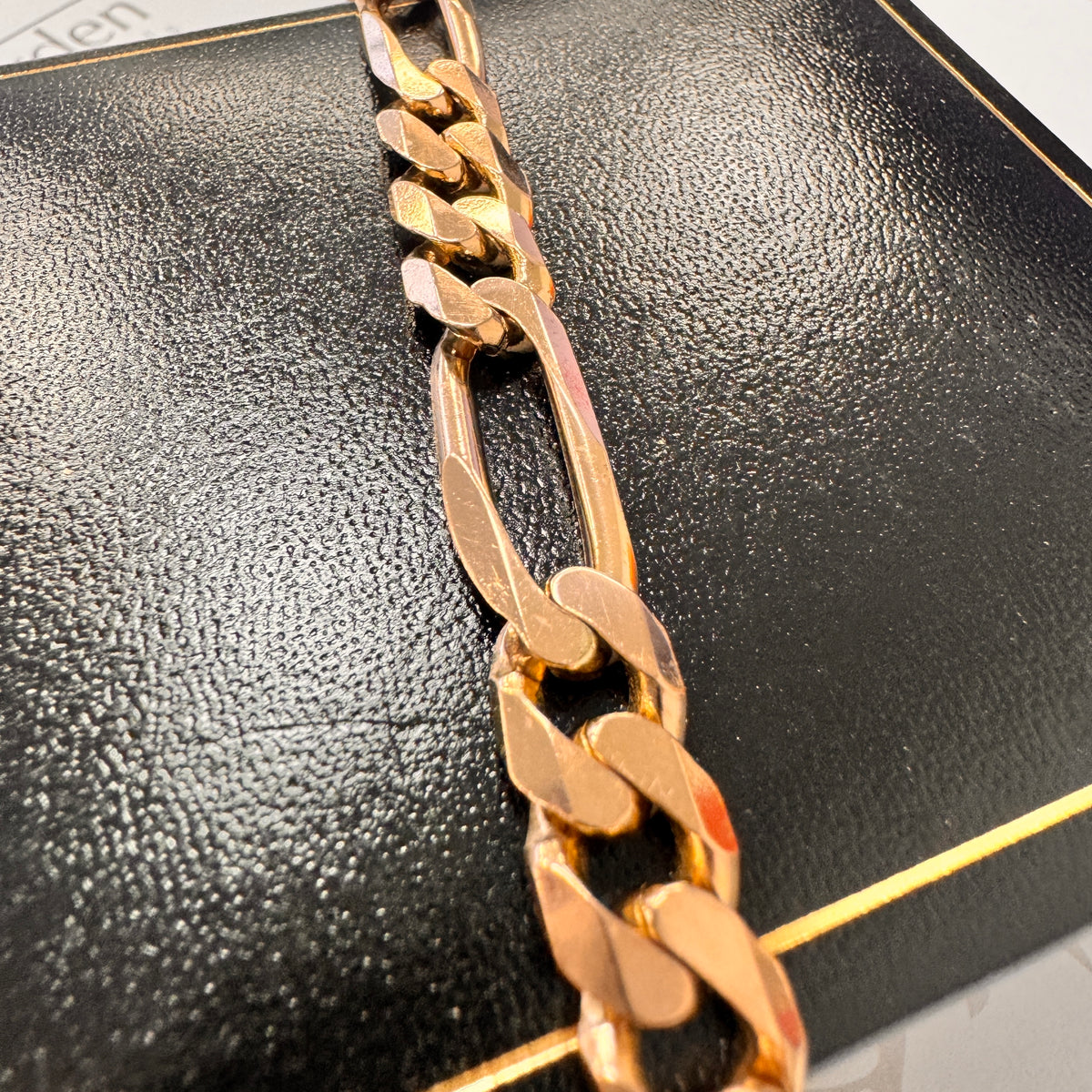 9ct Rose Gold Figaro Bracelet - 8 Inch – view 3