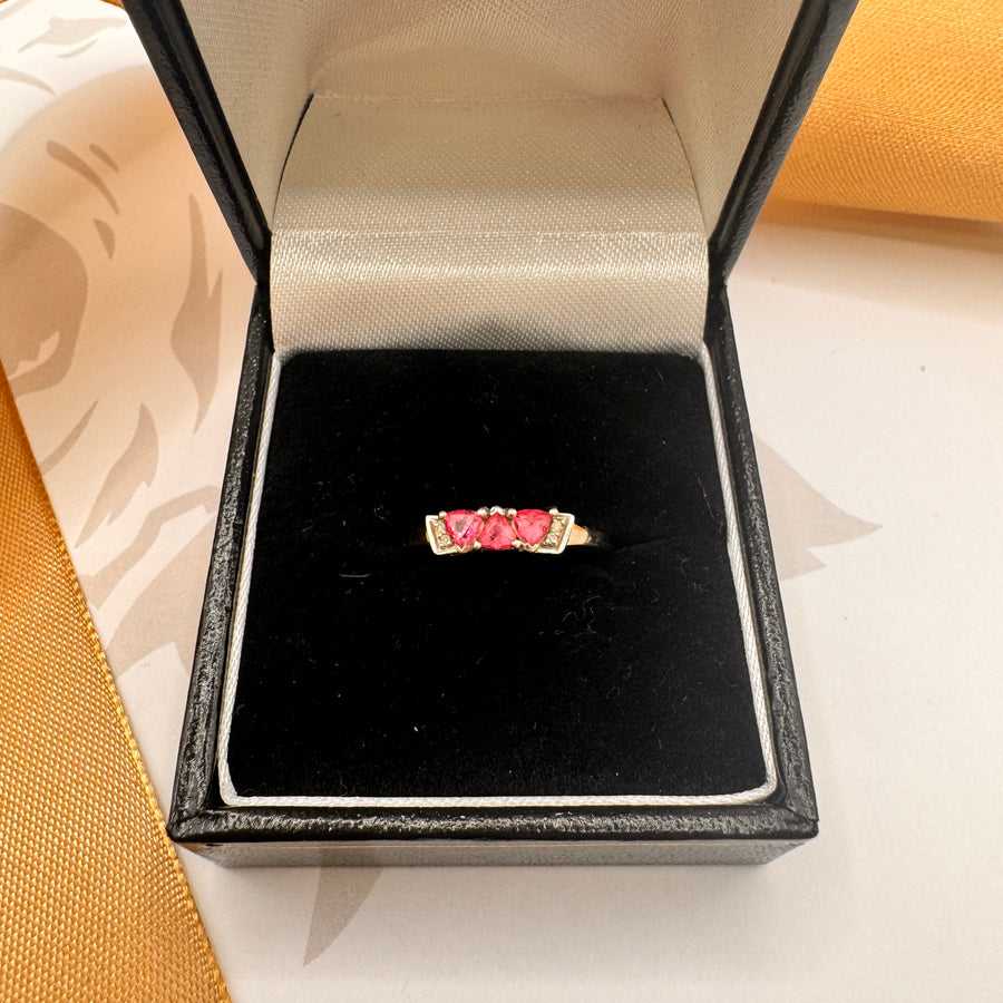 9ct White Gold Diamond and Pink Sapphire Dress Ring