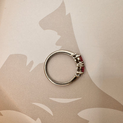 9ct White Gold Diamond and Pink Sapphire Dress Ring – view 4