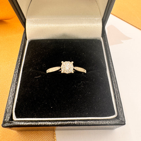 9ct White Gold Diamond Cluster Ring