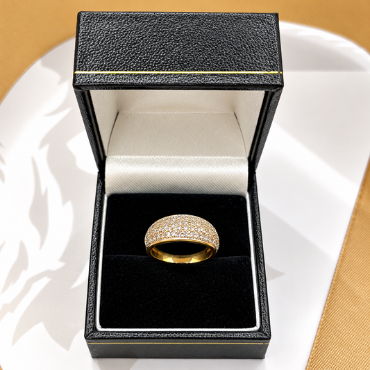 9ct Yellow Gold 0.50ct Diamond Pavé Set Wide Wedding Band Ring