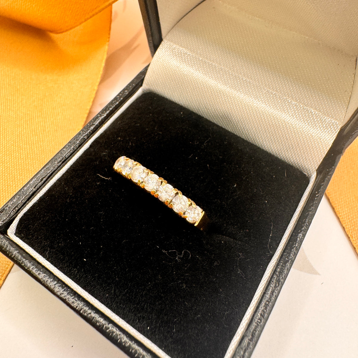 9ct Yellow Gold 7 Stone Claw Set Band Ring – view 2