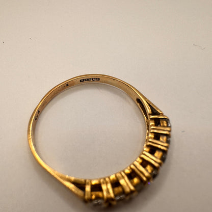 9ct Yellow Gold 7 Stone Claw Set Band Ring – view 5
