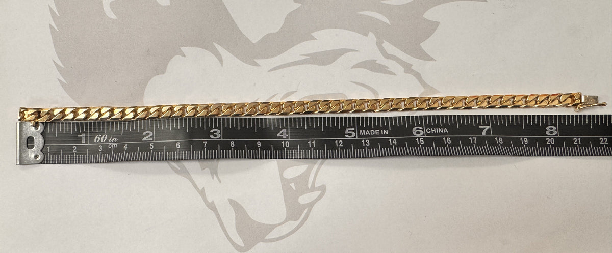 9ct Yellow Gold Curb Solid Bracelet - 8.5 Inch – view 6
