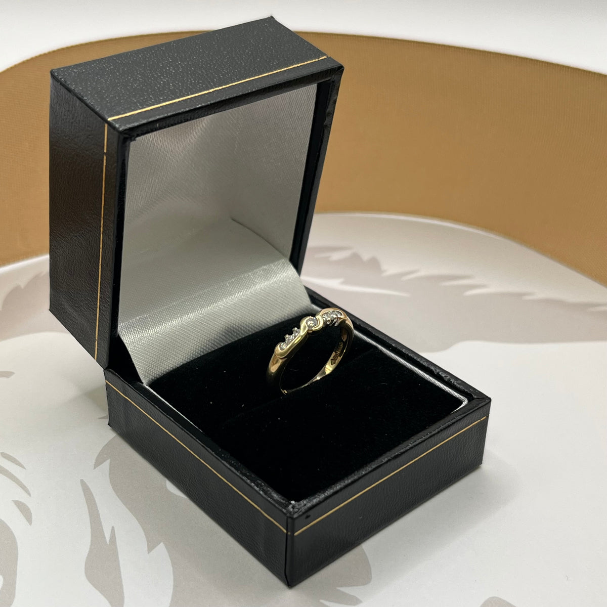 9ct Yellow Gold Diamond Swirl Ring – view 2