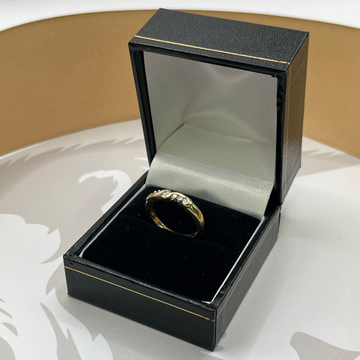 9ct Yellow Gold Diamond Swirl Ring – view 3