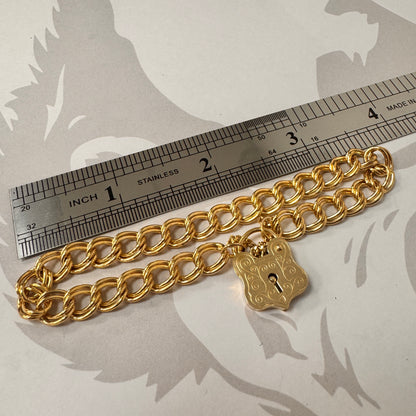 9ct Yellow Gold Double-Link Padlock Bracelet - 7 Inch – view 4
