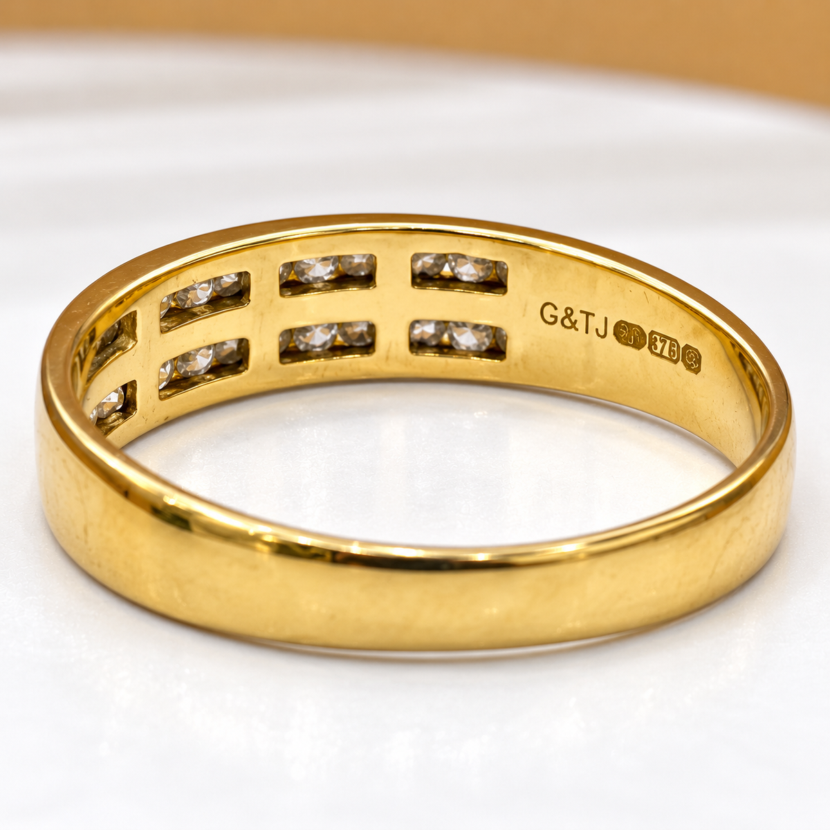 9ct Yellow Gold Double Row Cubic Zirconia Wedding Band Ring – view 5