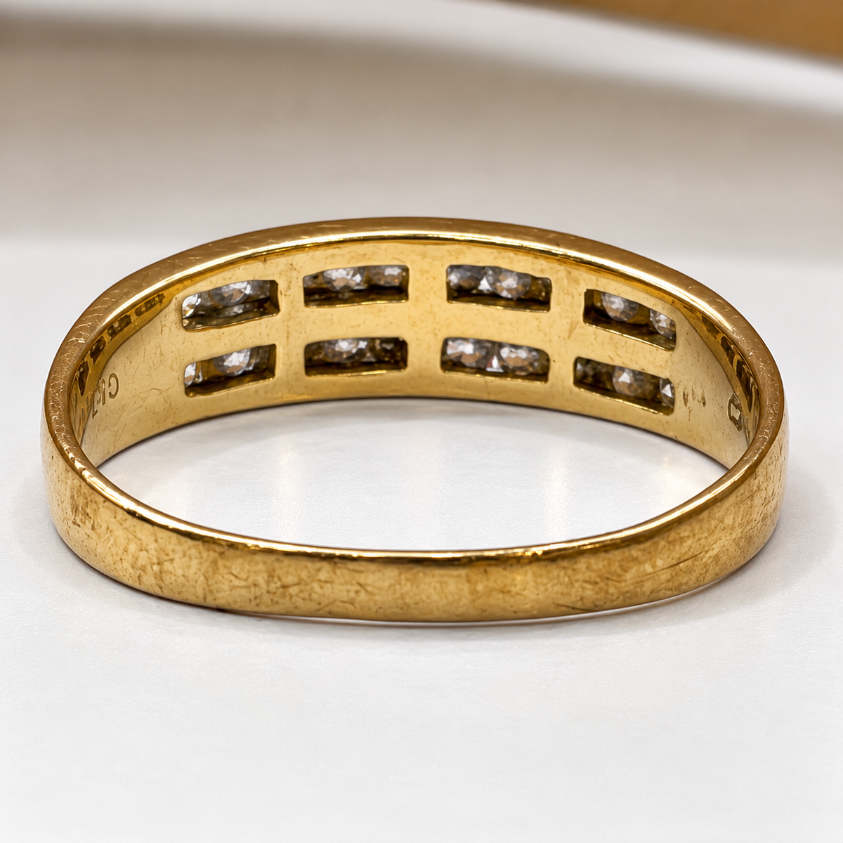 9ct Yellow Gold Double Row Cubic Zirconia Wedding Band Ring – view 6