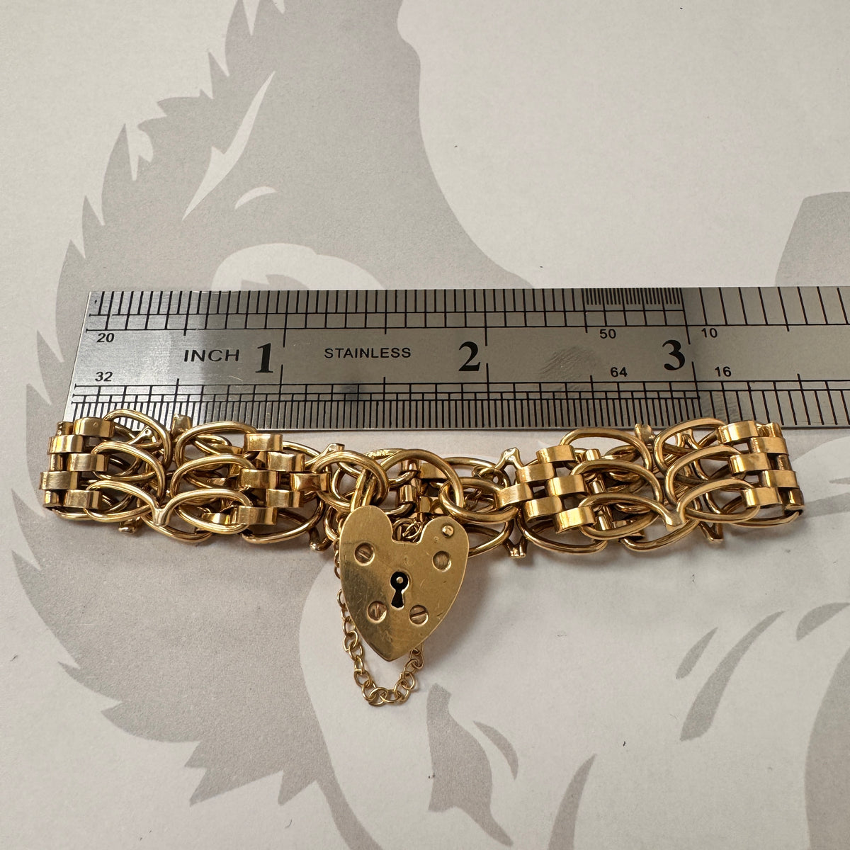 9ct Yellow Gold Fancy Link Bracelet with Padlock - 6.5 Inch – view 6