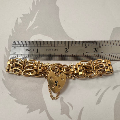 9ct Yellow Gold Fancy Link Bracelet with Padlock - 6.5 Inch – view 6