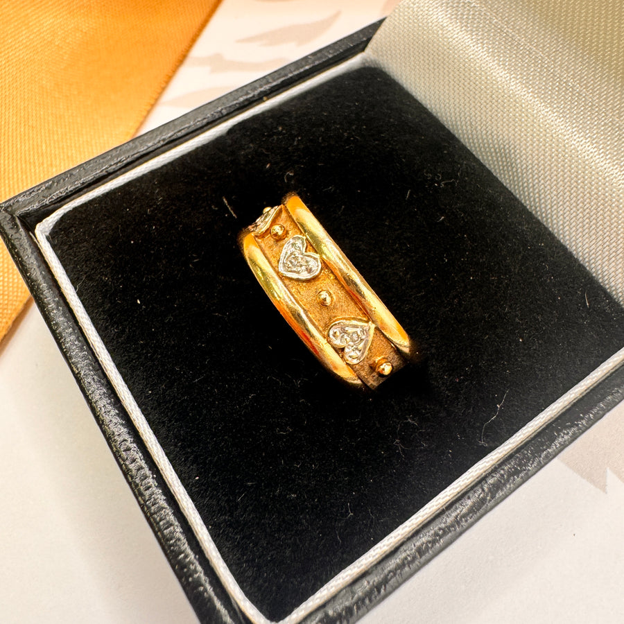 9ct Yellow Gold Heart Pattern Dress Ring