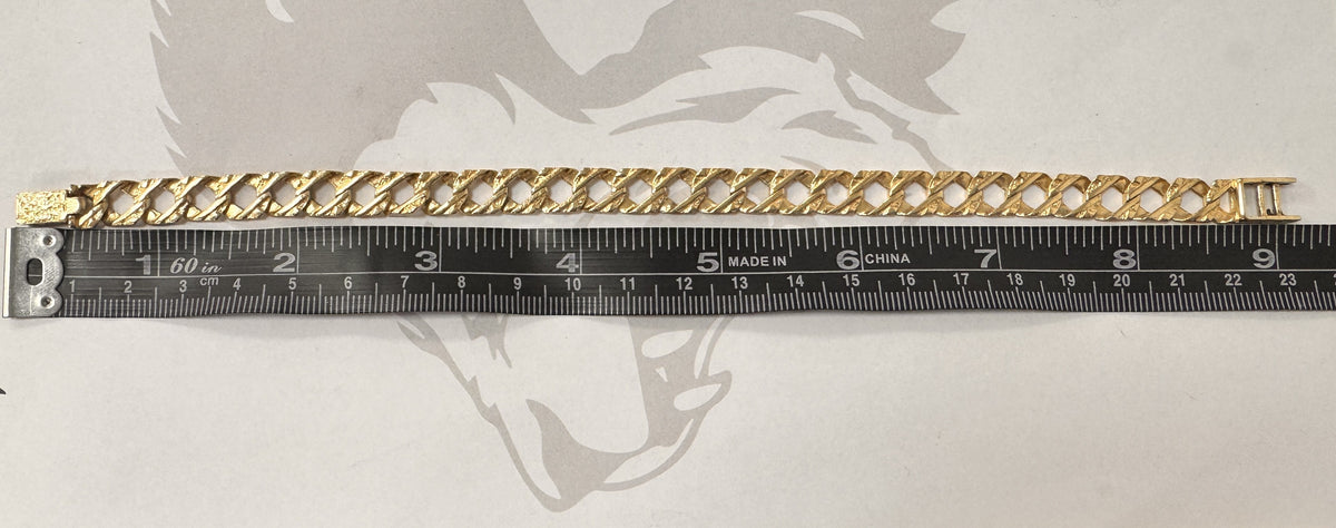 9ct Yellow Gold Hollow Curb Patterned Bracelet - 9 Inch – view 6
