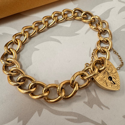 9ct Yellow Gold Padlock Bracelet - 7 Inch