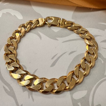 9ct Yellow Gold Solid Curb Bracelet - 7.5 Inch – view 3