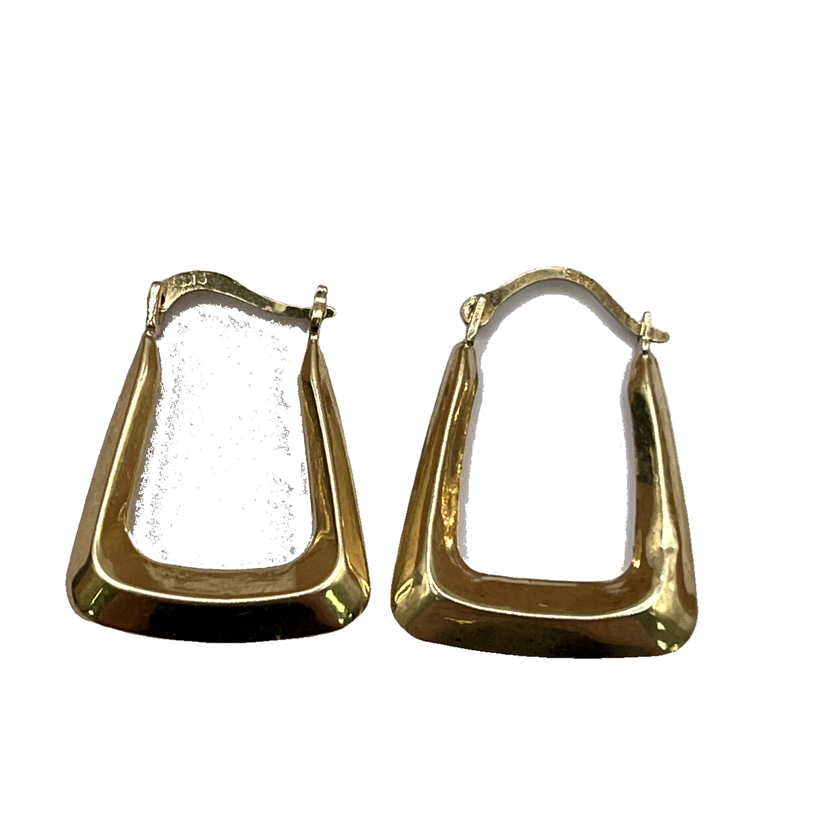 9ct Yellow Gold Tapered Square Creole Hoop Earrings – view 4