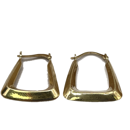 9ct Yellow Gold Tapered Square Creole Hoop Earrings – view 5