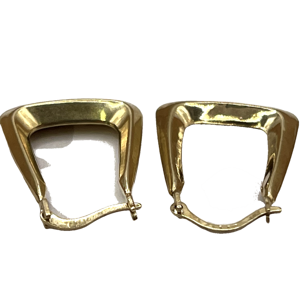 9ct Yellow Gold Tapered Square Creole Hoop Earrings – view 6