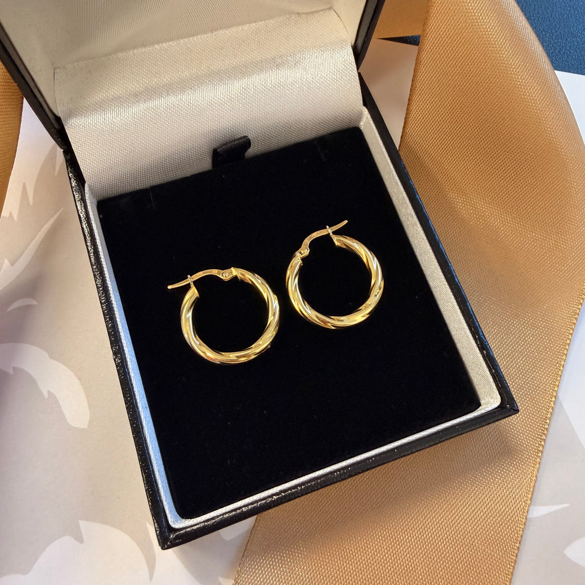 9ct Yellow Gold Twisted Hoop Earrings