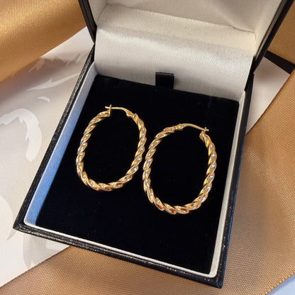 9ct Yellow Gold Twisted Hoop Earrings