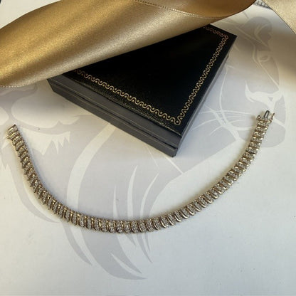 9ct Gold Diamond Tennis Bracelet - 7 Inch