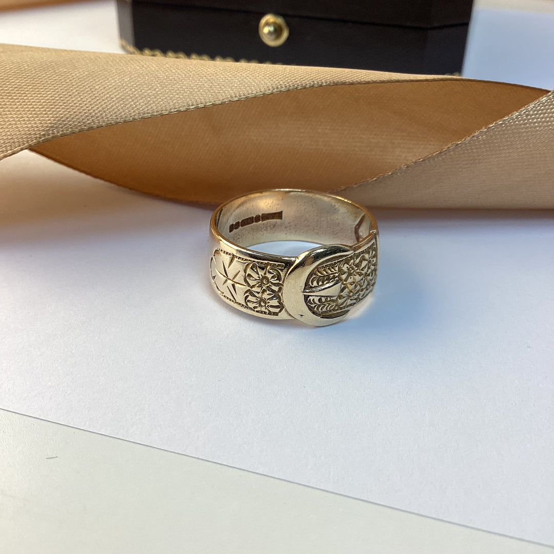 9ct Yellow Gold Buckle Ring Mans Ring